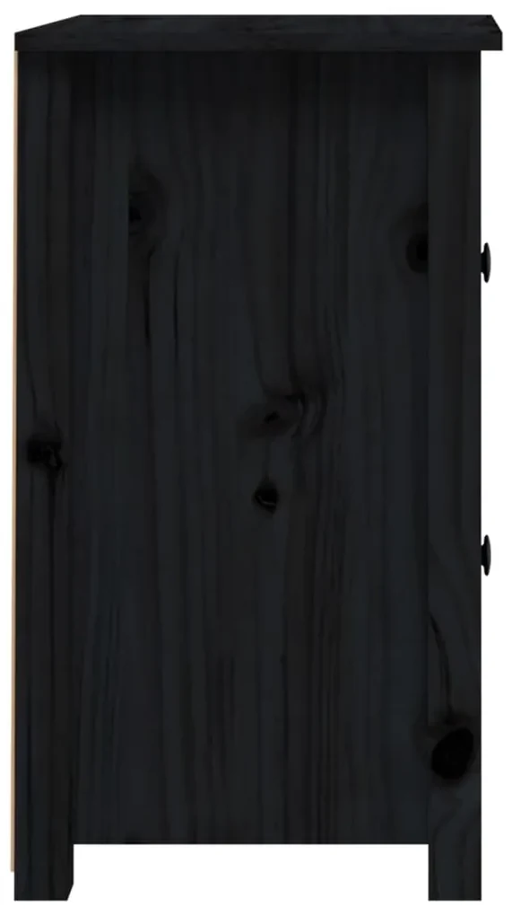 Comodino nera 40x35x61,5 cm in legno massello di pino