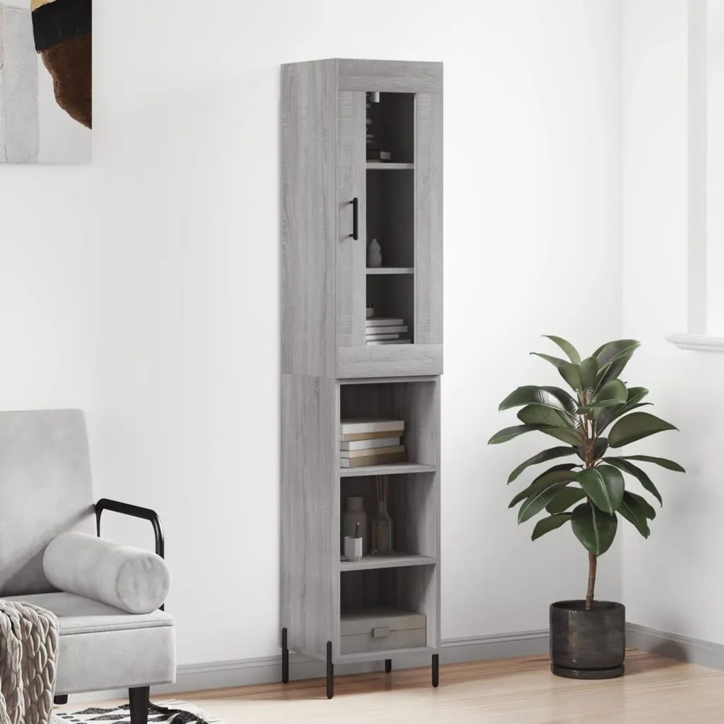 Credenza grigio sonoma 34,5x34x180 cm in legno multistrato