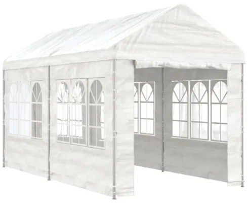 Gazebo con Tetto Bianco 4,46x2,28x2,69 m in Polietilene