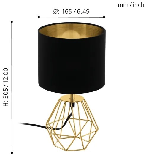 Eglo 95788- Lampada da tavolo CARLTON 2 1xE14/60W/230V