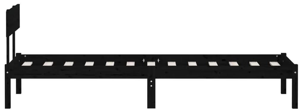 Giroletto nero in legno massello di pino 90x190 cm uk single