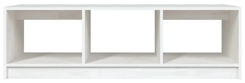 Tavolino da Salotto Bianco 110x50x34 cm Legno Massello di Pino