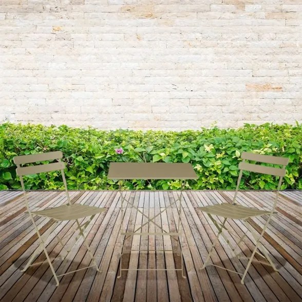 Set Bistrot Pieghevole In Acciaio Tavolo 60x60 Con 2 Sedie Donald Tortora