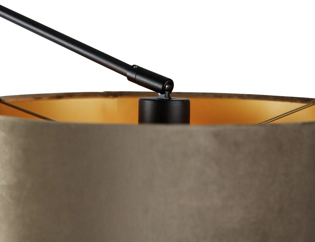 Applique nera con paralume in velluto tortora 35 cm orientabile - Blitz