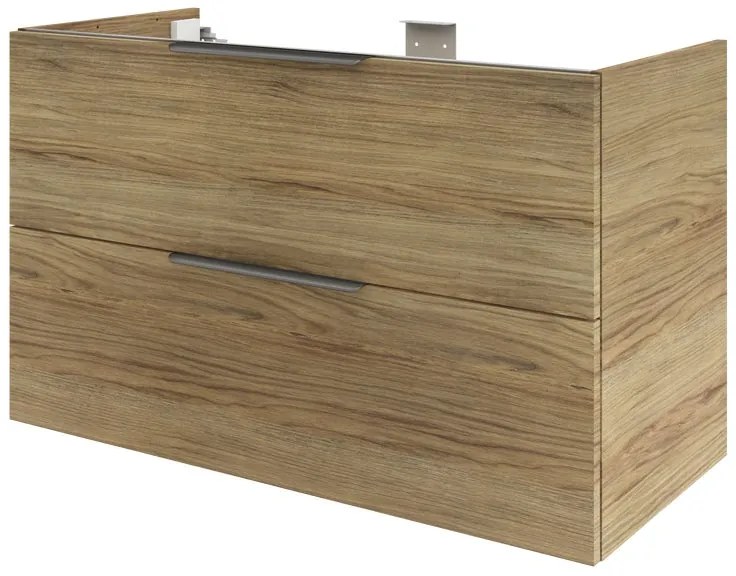 Mobile da bagno sospeso sotto lavabo L 105 x H 64 x P 48 cm bianco laccato lucido, 2 cassetti Apertura push-pull SENSEA Neo Frame, Maniglie acquistabili separatamente