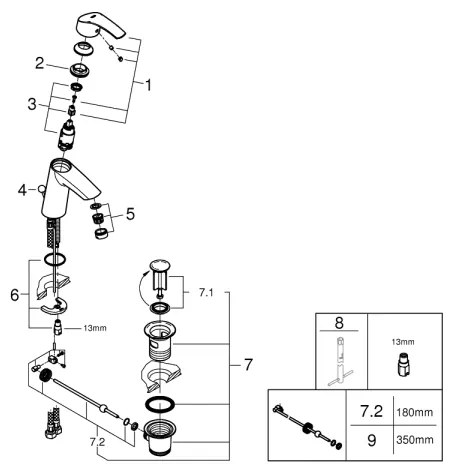 GROHE 23322001 - Miscelatore per lavabo EUROSMART DN 15 cromo lucido