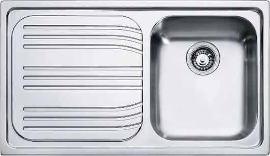 Lavello 1 vasca in inox argento FRANKE Radar RRX 611 L 50 x L 86 cm, sgocciolatoio a sinistra