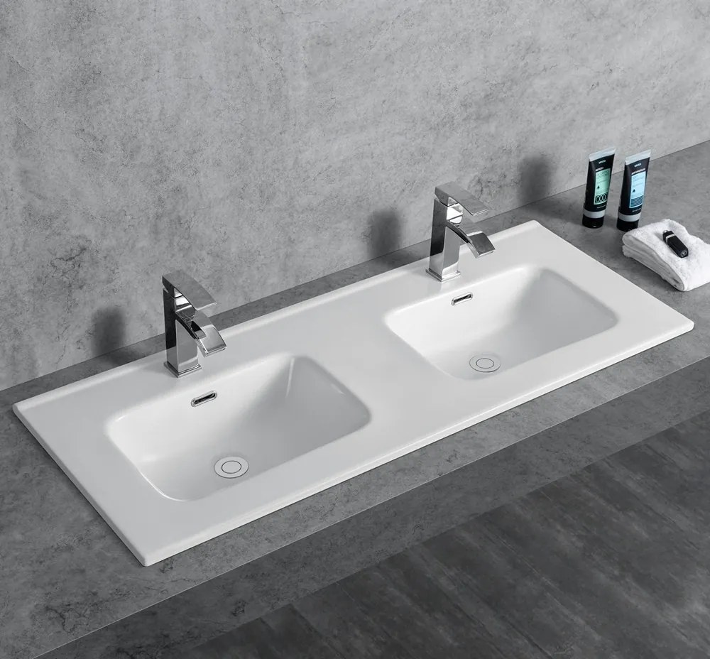 Lavabo incasso 121 cm a doppia vasca | Litos-K7012D - KAMALU