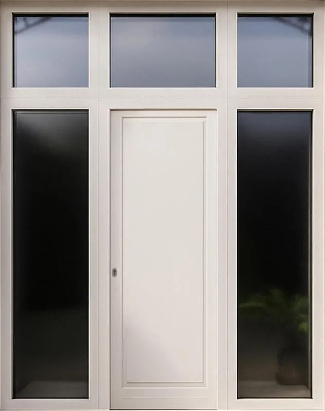 Portoncino d'ingresso in alluminio Bugnale 62 L 80 x H 210 cm bianco/noce apertura a destra