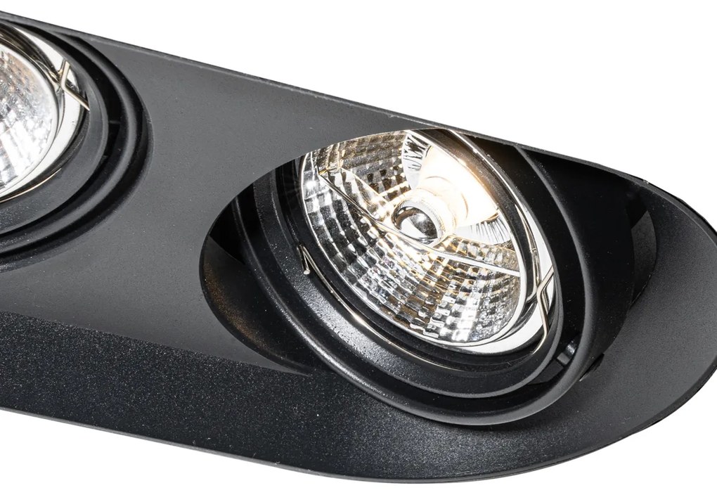 Set di 6 faretti da incasso arrotondati neri GU10 70mm 2-luci - Hubs