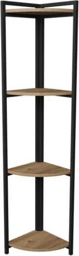 Libreria Angolare 4 Ripiani 30x30x160 Stile Industrial Uma Rovere