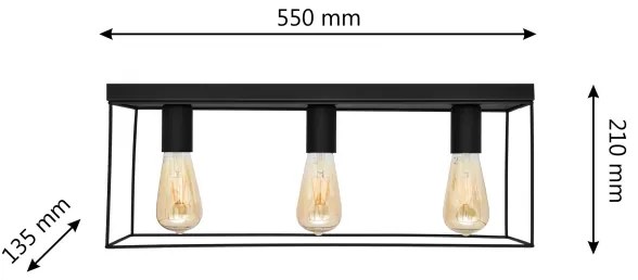 Plafoniera FINN 3xE27/15W/230V nero