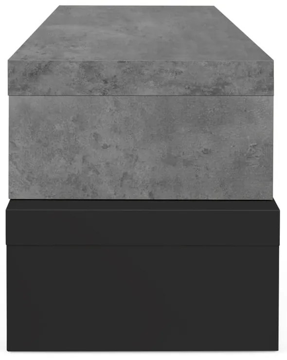 Tavolo TV doppio nero con decoro in cemento , 125 x 40 cm Cliff - TemaHome