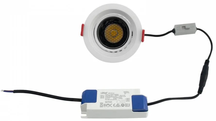 Faro LED da Incasso 12W, Orientabile Foro Ø75mm, CRI92 Bianco CCT UGR11 Colore Bianco Variabile CCT