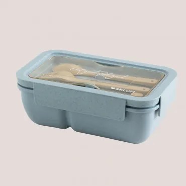 Portapranzo con divisorio e posate 850 ml Viedsel Blu Oceanico - Sklum