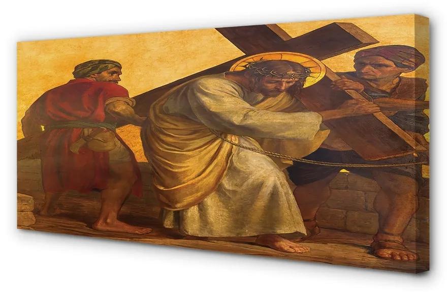 Quadro stampa su tela Gesù attraversa le persone 100x50 cm
