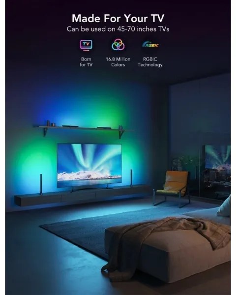 Govee - Pannello LED SMART RGBIC 38 cm per TV 43-75" - 2 pezzi Wi-Fi