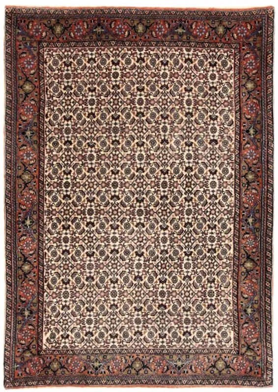 Bidjar Tappeto 110x160 Beige (Iran) Annodato A Mano