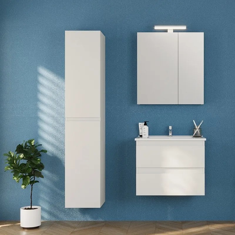 Mobile bagno sospeso 65 cm colore bianco opaco | LAC-EOLO-65 - KAMALU
