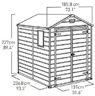 Casetta Da Giardino In Resina 185,8x236,8x227H Cm Manor 6x8 Beige Keter Con Finestra