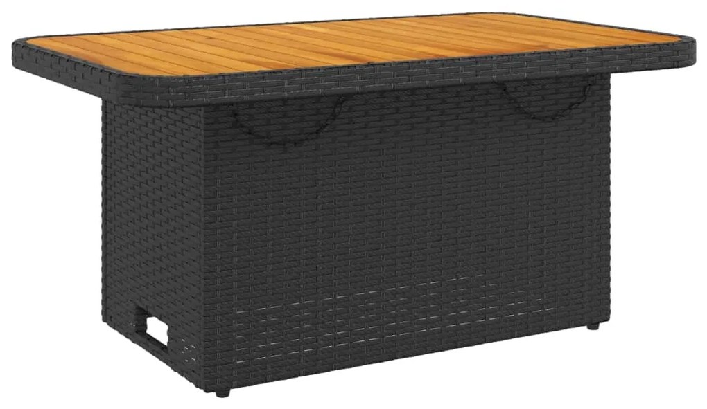 Tavolo da giardino nero 90x55x71cm in polyrattan e legno acacia