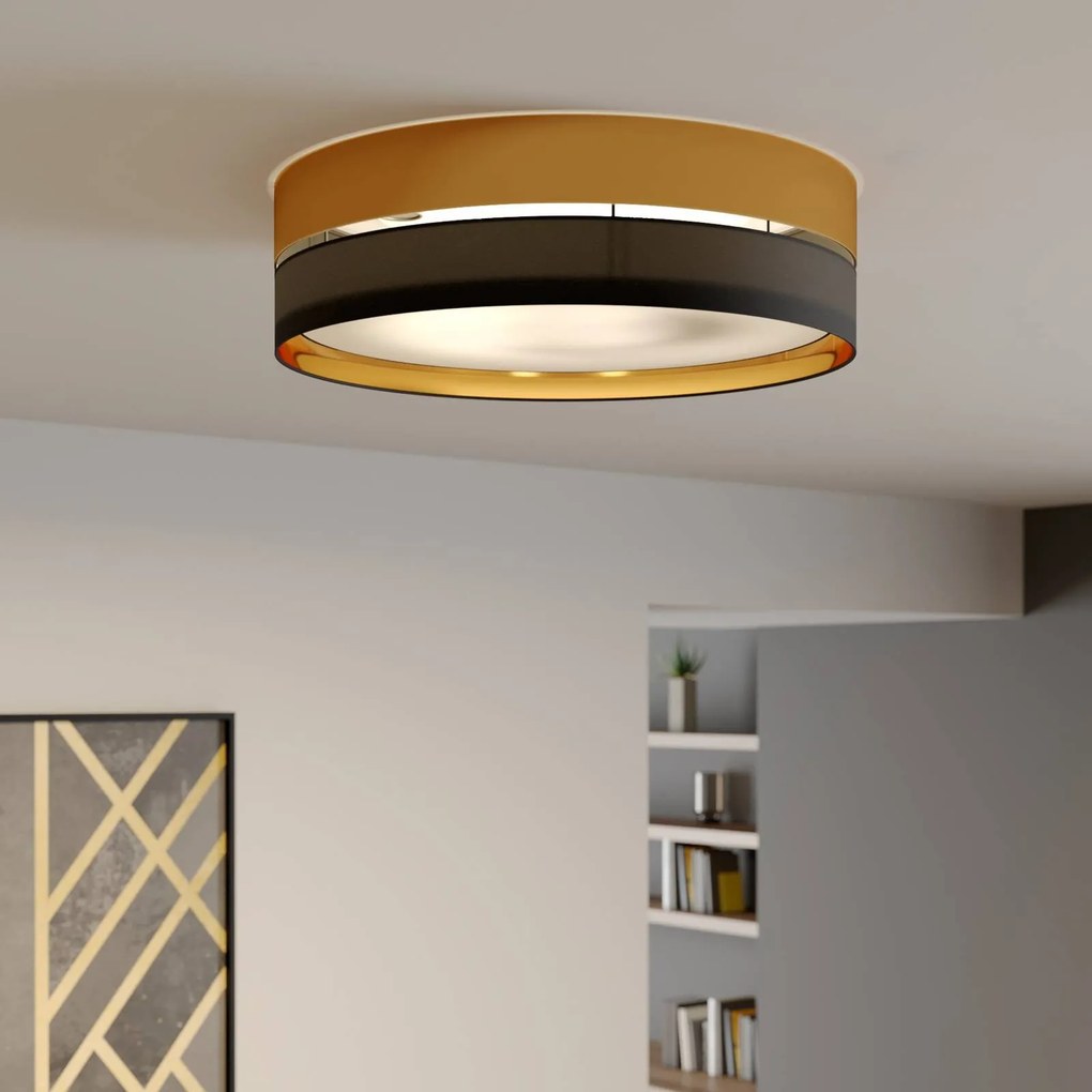 TK Lighting Plafoniera Hilton, nero/oro, Ø 60 cm