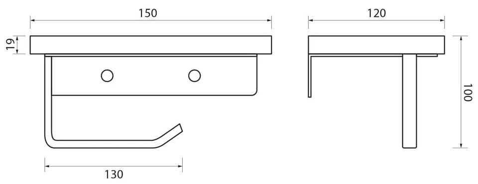 Porta carta igienica a parete in legno marrone con ripiano - Sapho