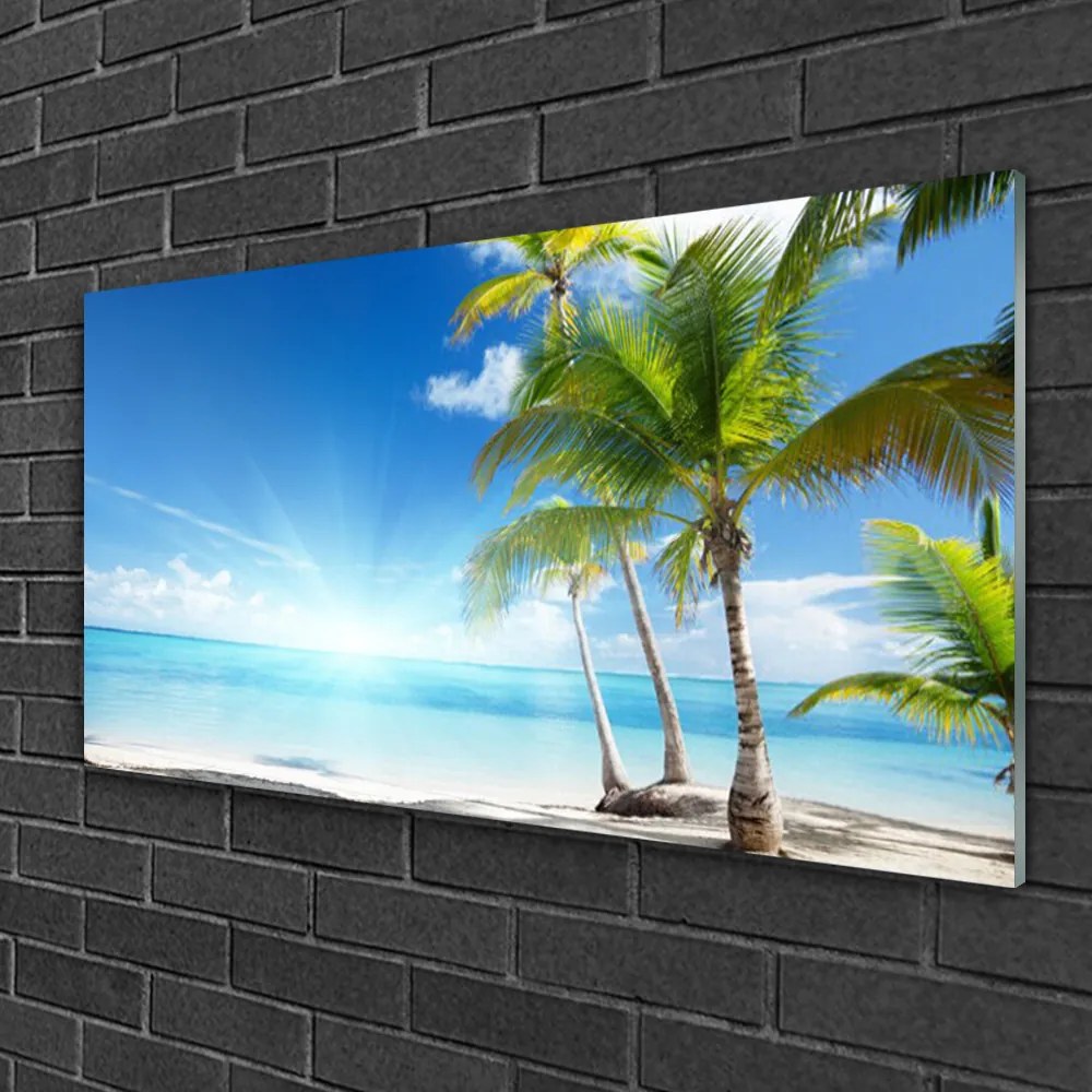 Quadro vetro Palm Tree Sea Landscape 100x50 cm