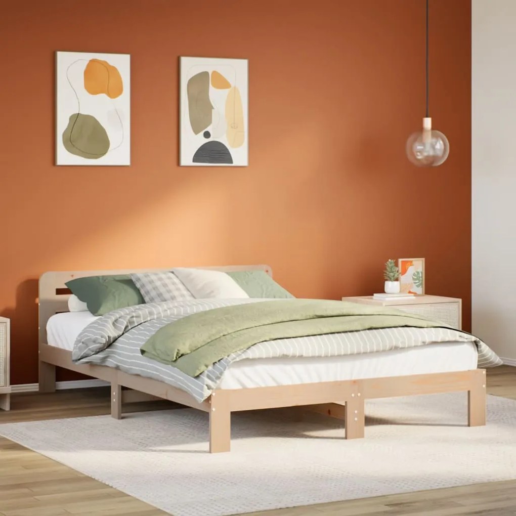 Letto Senza Materasso 160x200 Cm İn Legno Massello Di Pino /