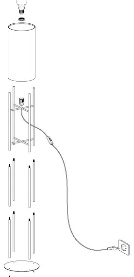 Eglo 43141 - Lampada da terra GLASTONBURY 1xE27/60W/230V