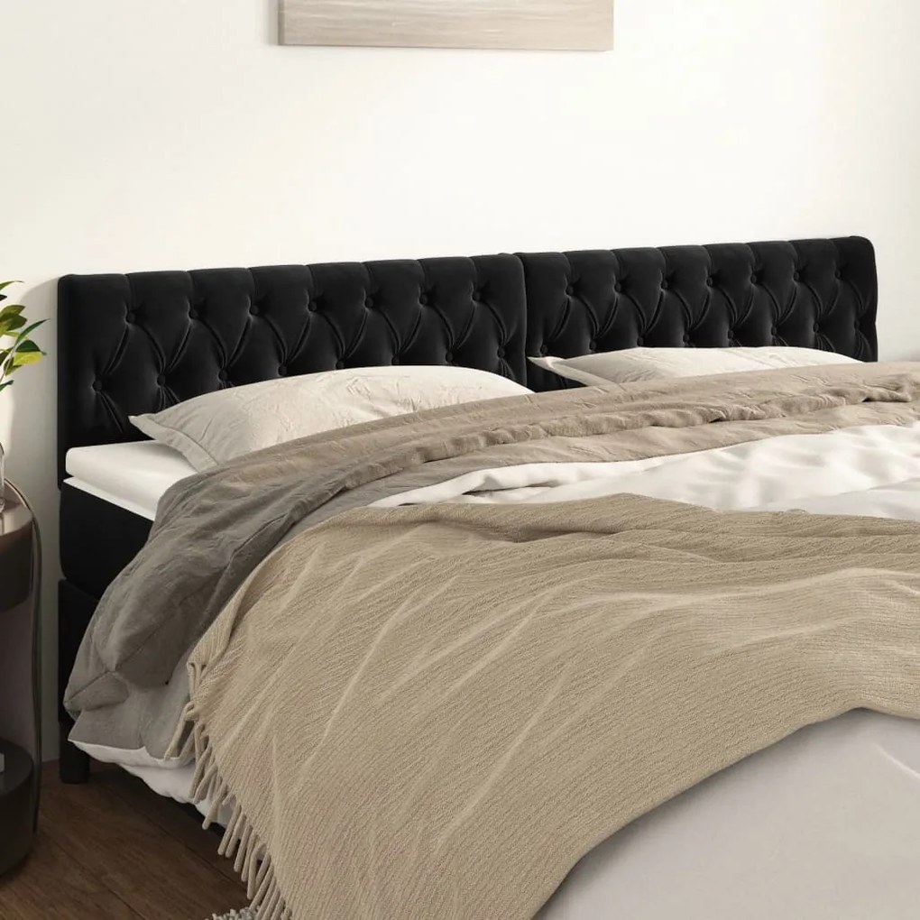Testiera 2 Pz Nera 90 X 7 X 78/88 Cm İn Velluto /