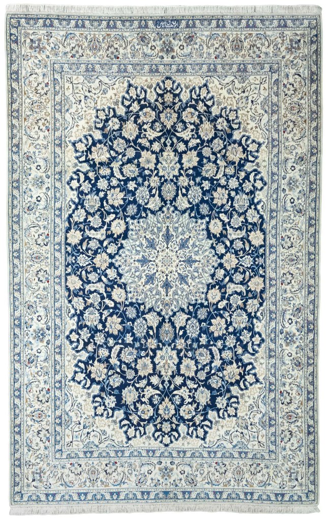 Nain Tappeto persiano 320x210 Blu (Iran) Annodato A Mano