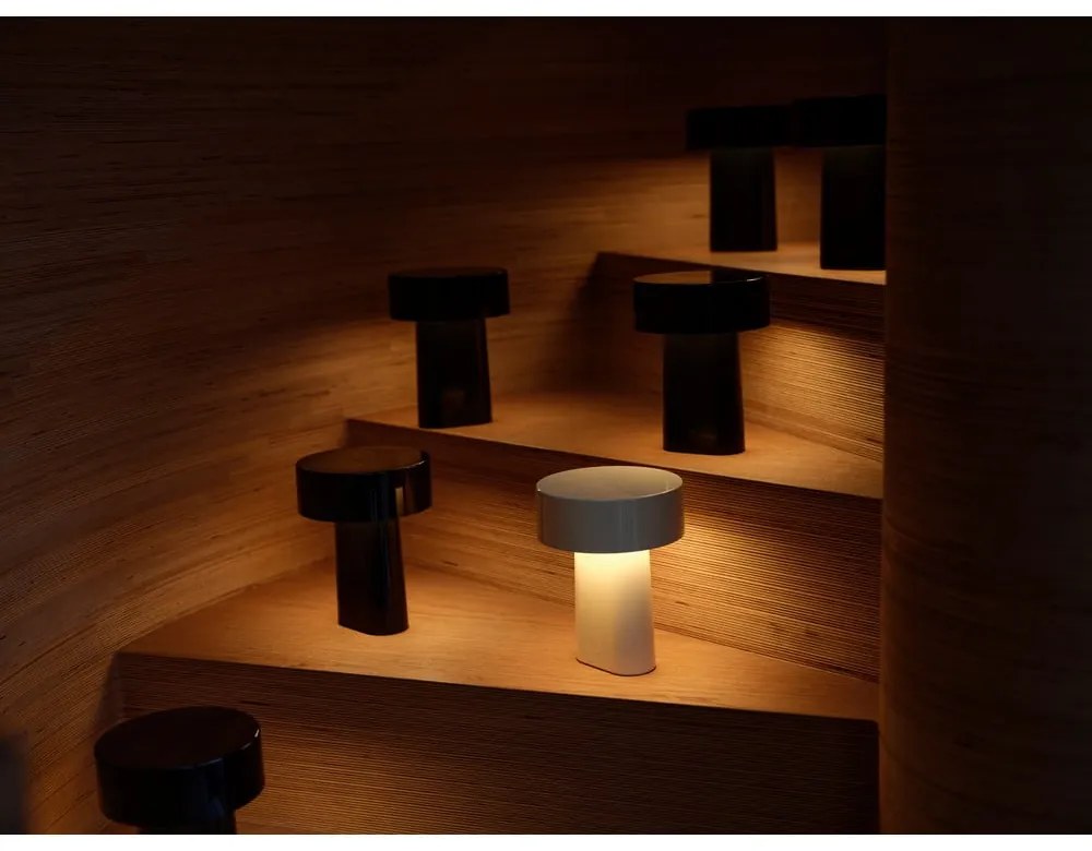 Lampada da tavolo LED greige in plastica (altezza totale 18 cm) Oblong – Zone