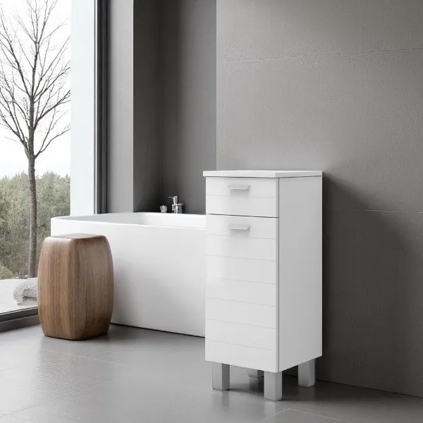 Mobile multiuso con anta e cassetto 35x34 RIGO Bianco Lucido