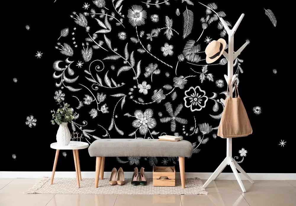 Carta da parati – Fiori con motivo popolare