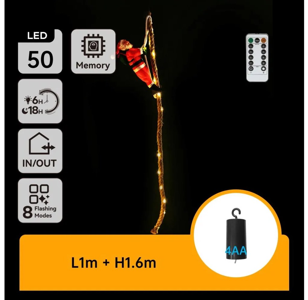 Aigostar - Decorazione natalizia LED per esterni, LED/4xAA, IP44, Babbo Natale con paracadute