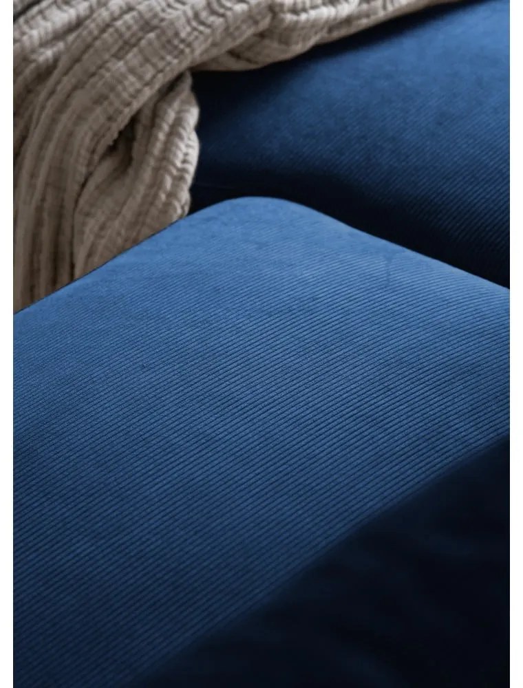 Divano letto angolare in velluto a coste blu scuro (angolo destro) Lofty Lilly - Miuform