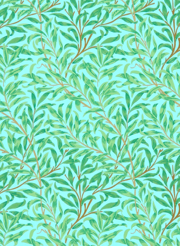 Morris & Co Carta da parati Willow Bough - Sky/ Leaf Green