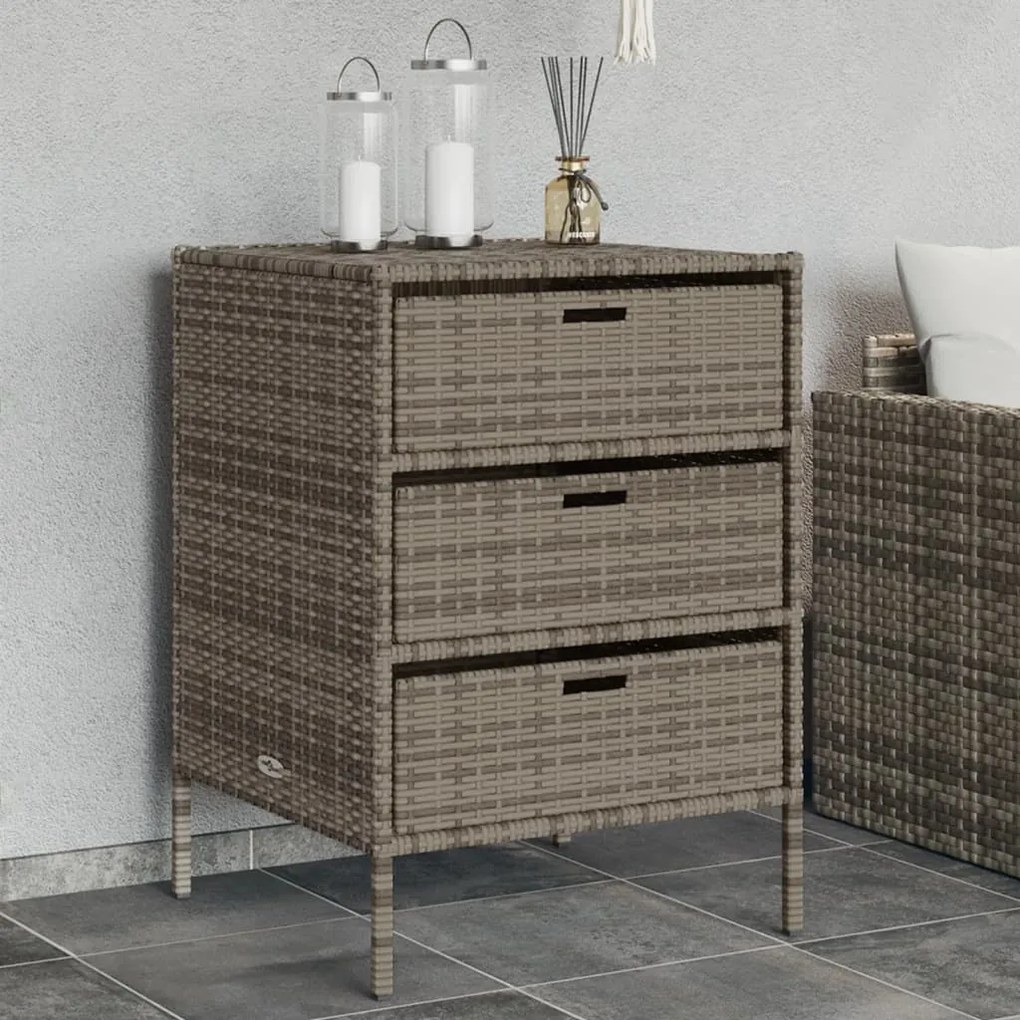 Armadietto Portaoggetti Giardino Grigio 55x59x80cm Polyrattan /