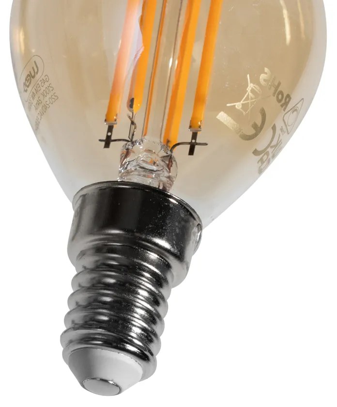 Set di 5 lampadine LED E14 G45 Oro 2W 180 lm 2100K