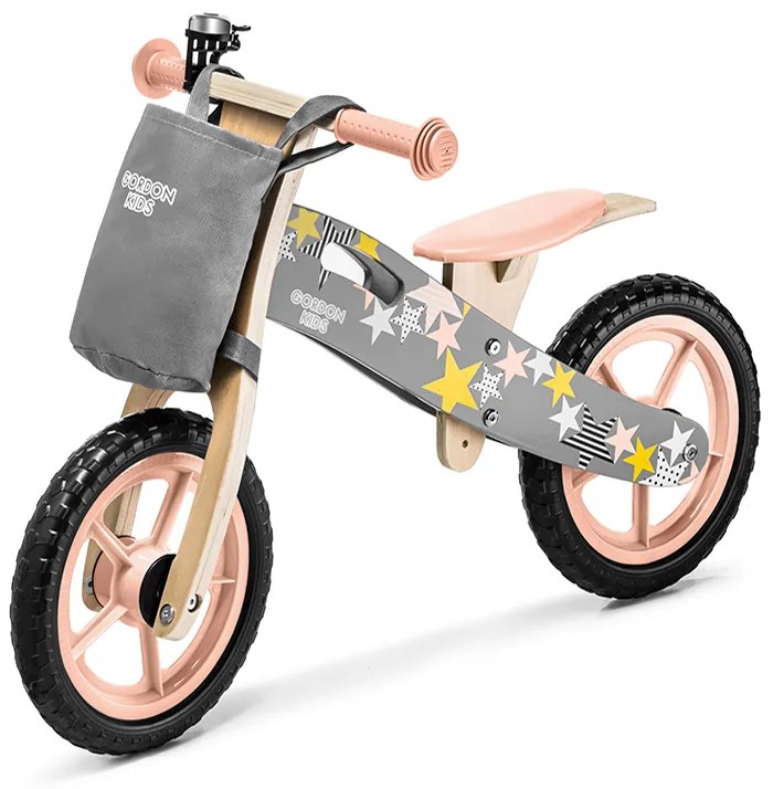 Balance bike rosa con tasca portaoggetti