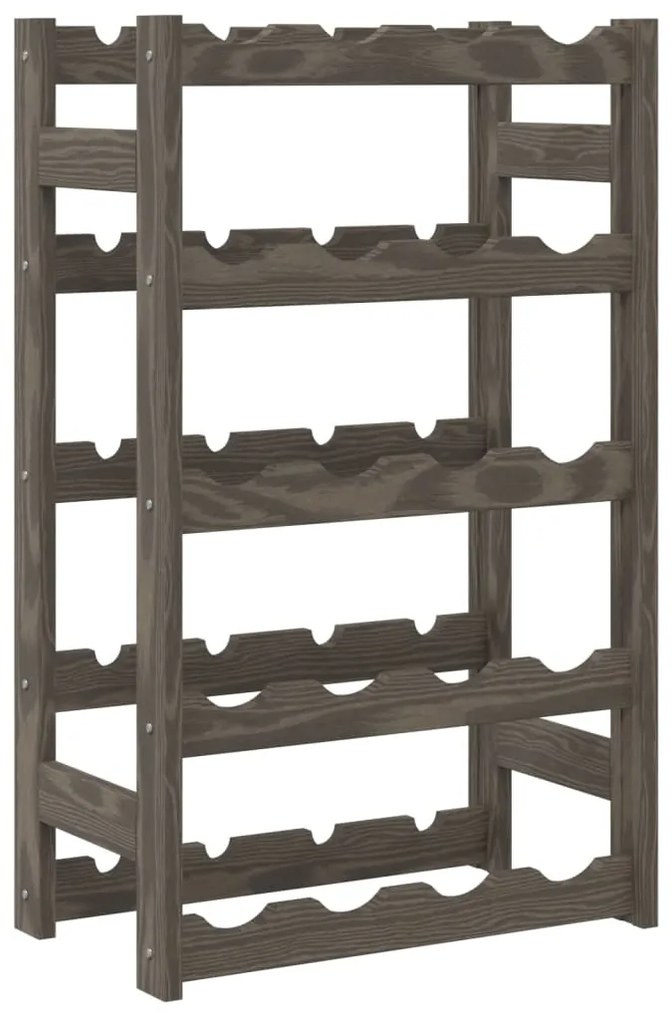 Portabottiglie per 20 bottiglie grigio legno massello di pino