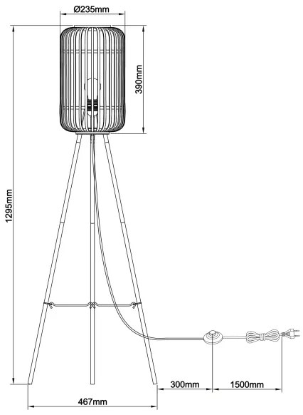 Brilliant - Lampada da terra WOODROW 1xE27/60W/230V bambù