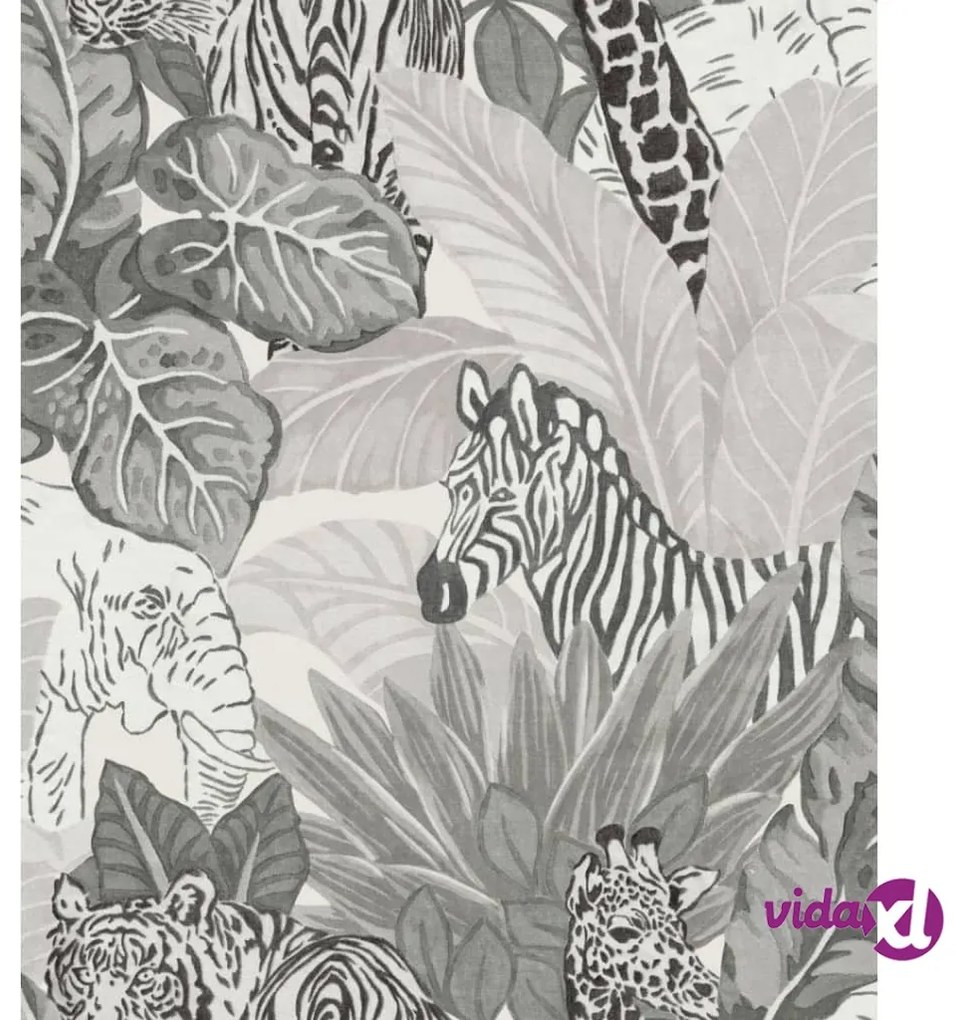 Noordwand Good Vibes Carta da Parati Jungle Animals Grigia e Nera