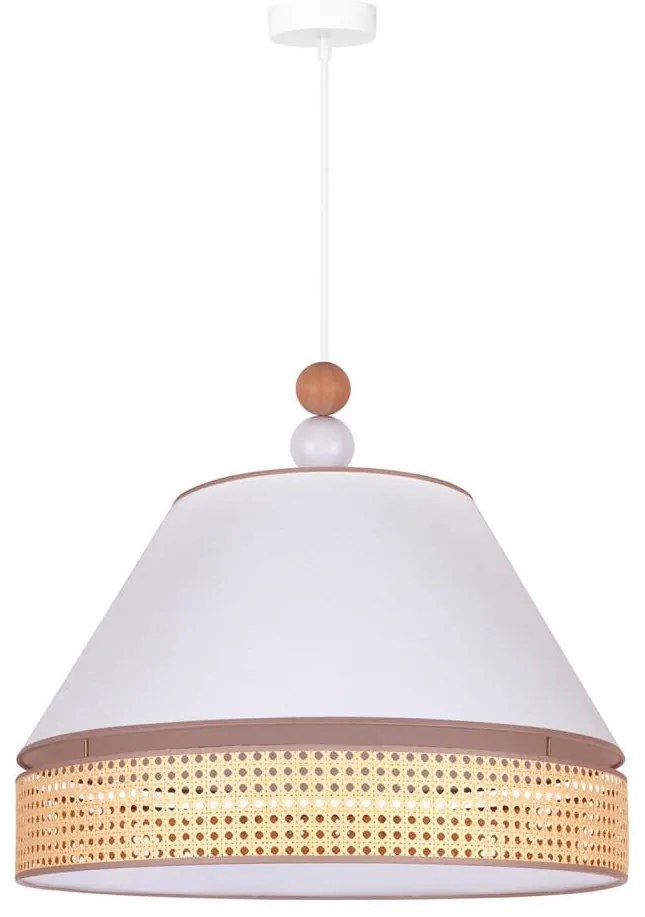 Duolla - Lampadario a sospensione con filo AVIGNON 1xE27/15W/230V diametro 60 cm bianco/rattan