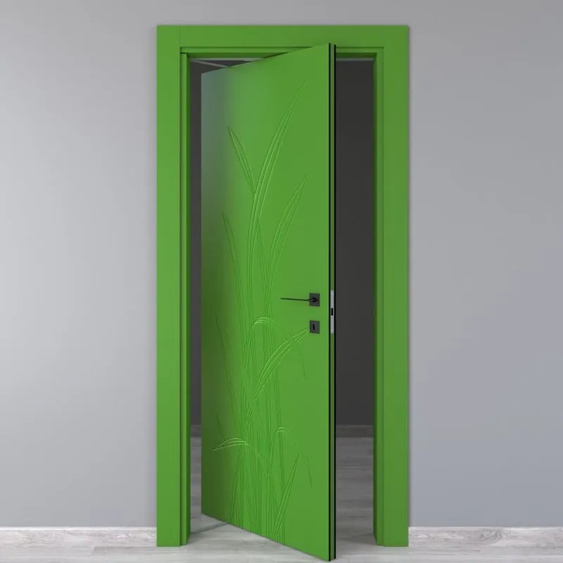 Porta tamburata rototraslante Blades Green verde L 80 x H 210 cm sinistra