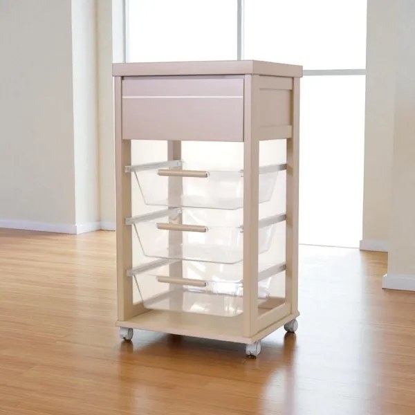 Carrello in legno Tortora con cesti portafrutta in policarbonato LANDHELL