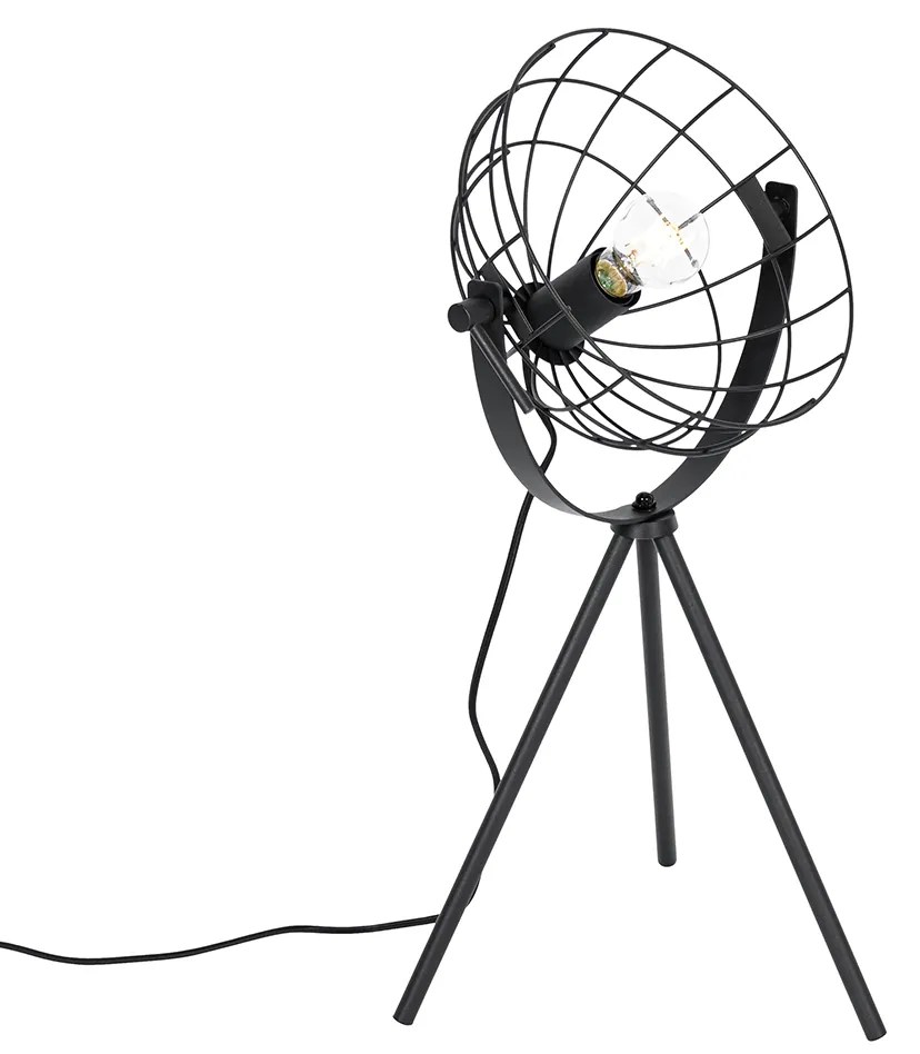 Lampada da tavolo a treppiede industriale nera regolabile - Hanze
