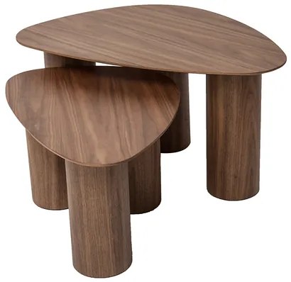 Tavolini da salotto estraibili design in legno scuro (set di 2) FOLEEN