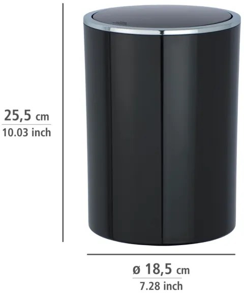 WENKO 22558100 - Cestino INCA 18,5x25,5 cm nero/cromo lucido